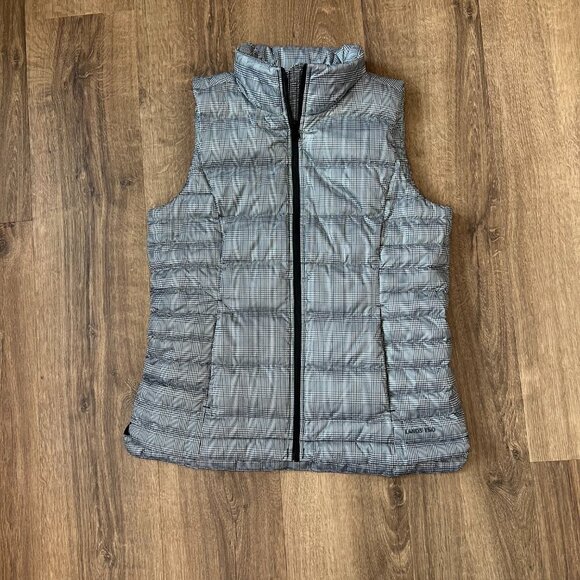 NEW Lands End Black White Check Down Puffer Vest Sz S - Picture 4 of 11